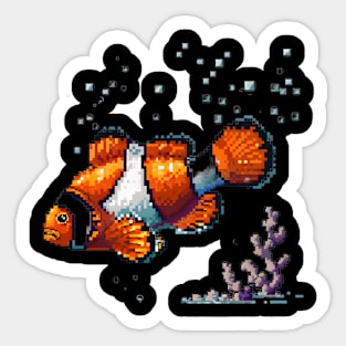 Clownfish in Pixel Form Sticker